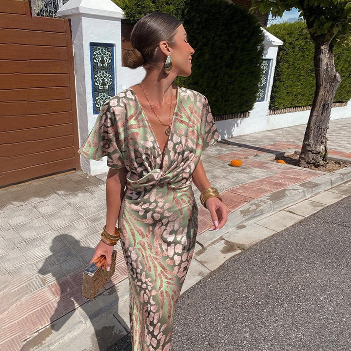 Lunas - Women's V-Neck Maxi Dress