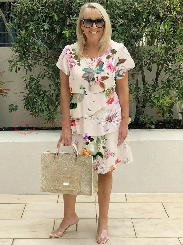Sylvia | Pleated Floral Dress with Ruffles